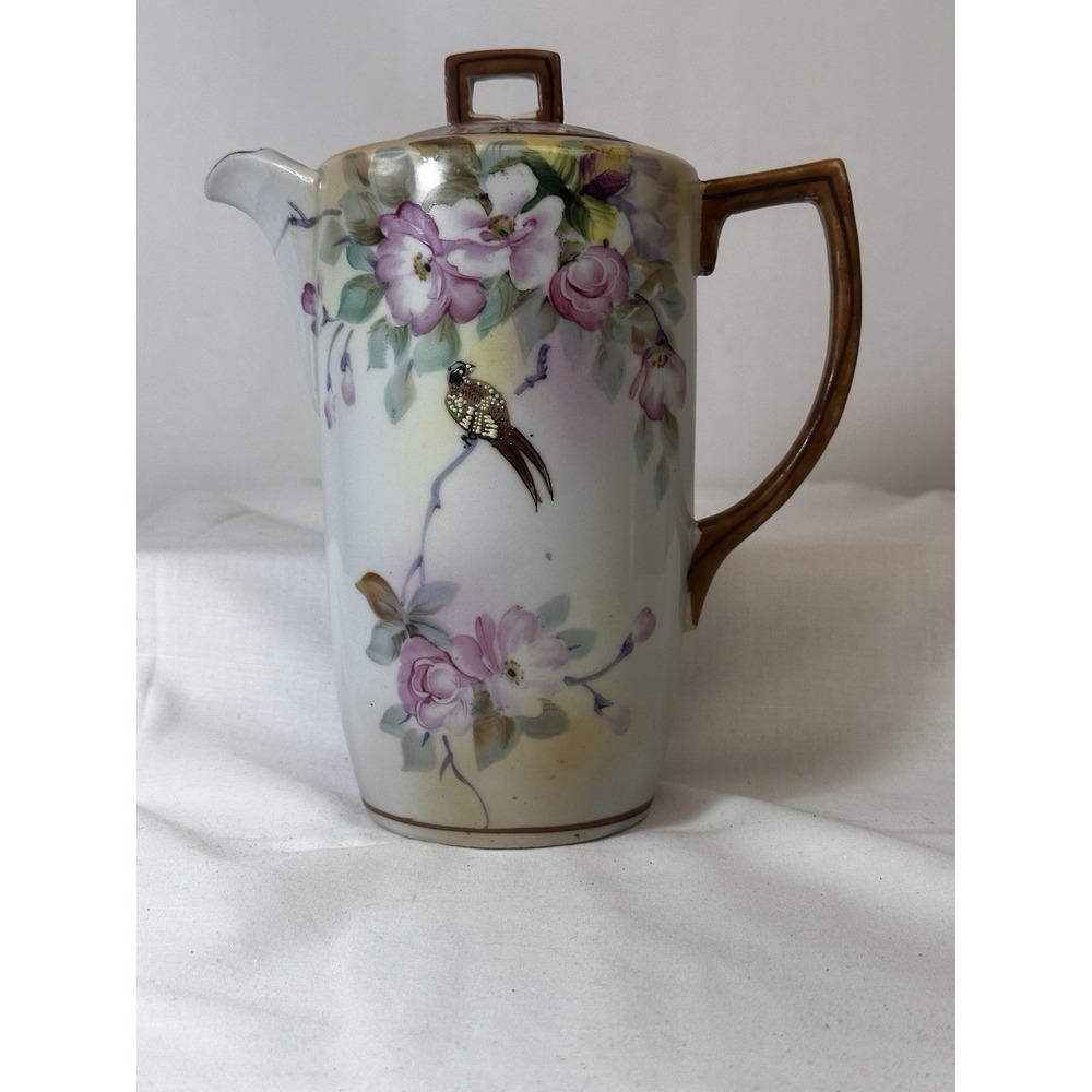 Antique Nippon Chocolate Pot Handpainted Gold‎ Embossing Rare Late 1800's
